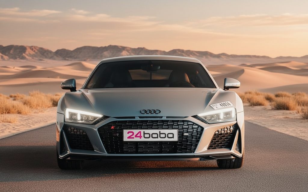 Audi R8 2023 Blue front view with headlights