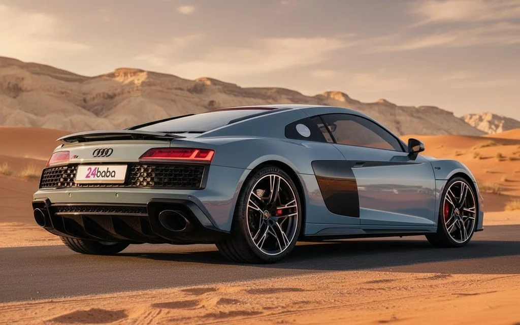 Audi R8 2023 Blue rear view showing taillights