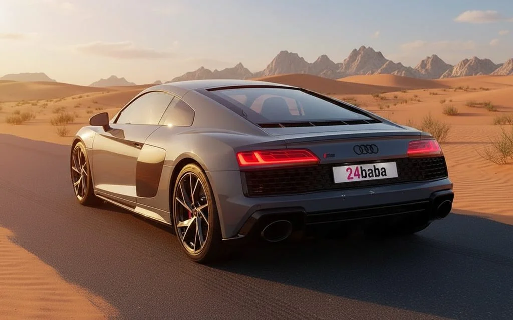 Audi R8 2021 Grey rear view showing taillights