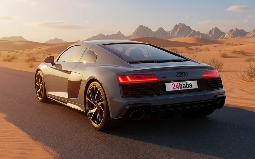 Audi R8 2021 Grey rear view showing taillights