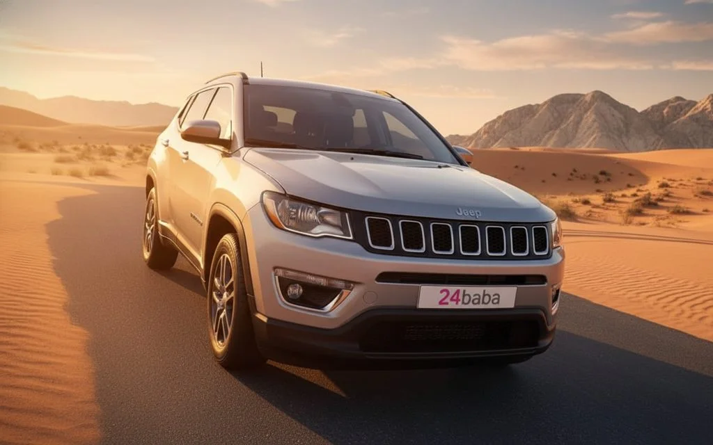 Jeep Compass 2020 Silver front view with headlights