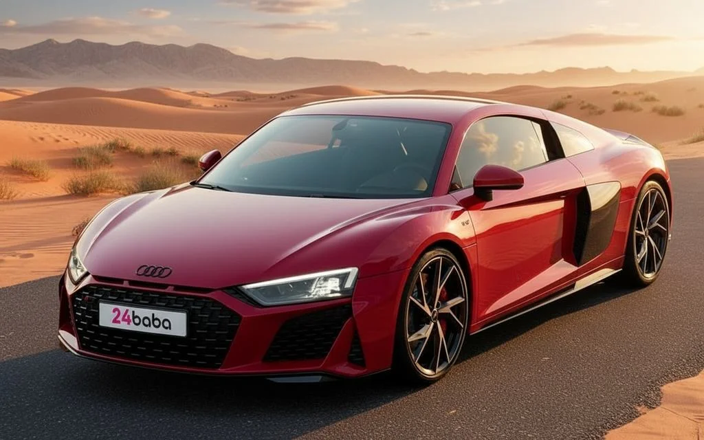 Audi R8 2023 Red front view with headlights