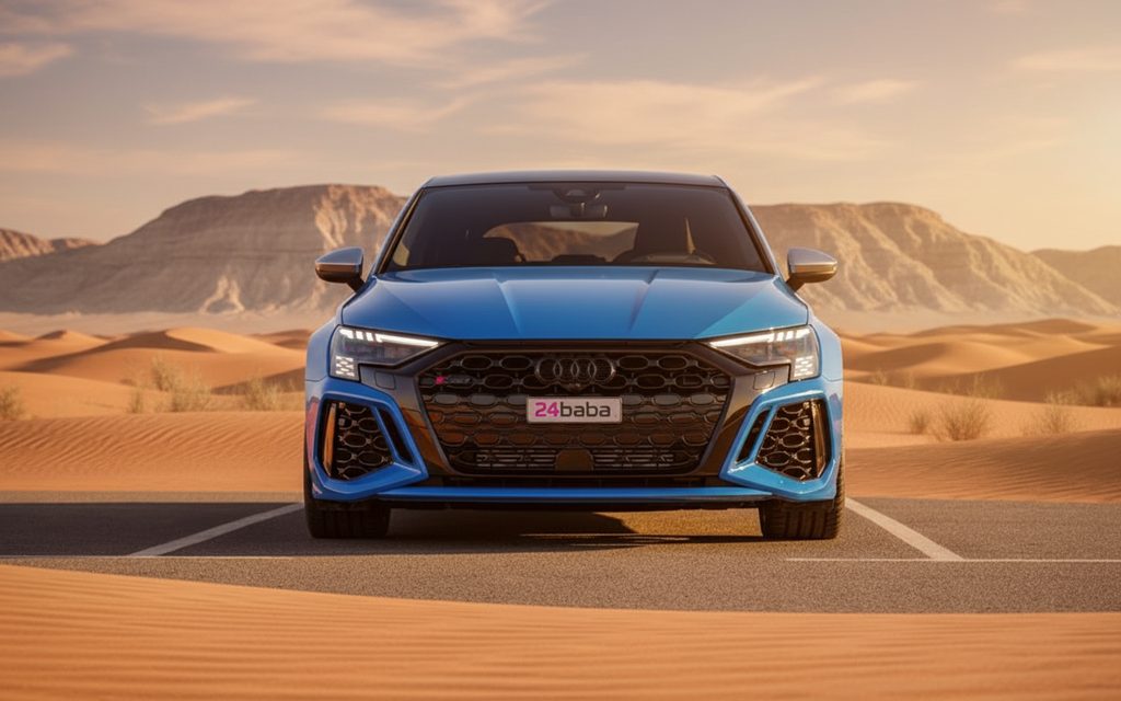 Audi Rs3 2023 Blue front view with headlights