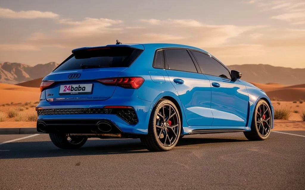 Audi Rs3 2023 Blue rear view showing taillights