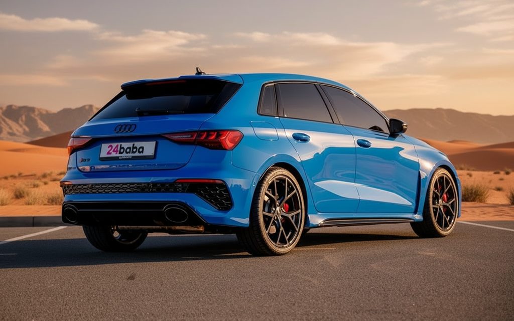 Audi Rs3 2023 Blue rear view showing taillights