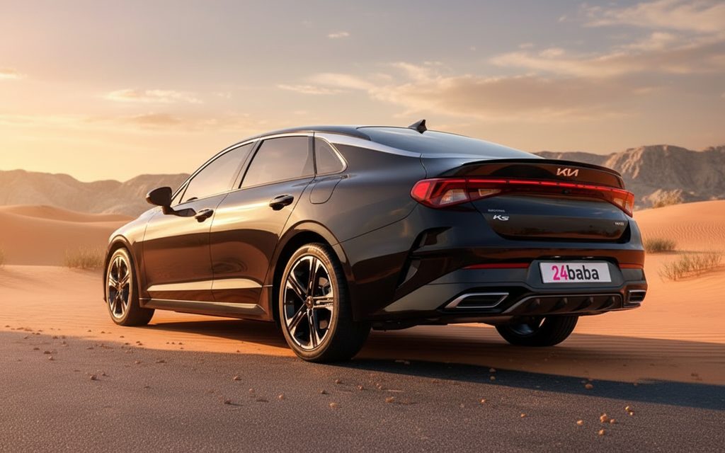 Kia K5 2022 Black rear view showing taillights