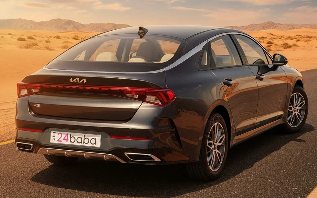 Kia K5 2024 Black rear view showing taillights