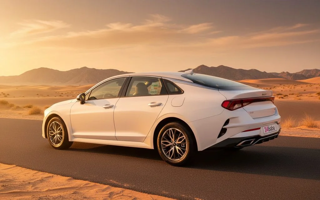 Kia K5 2023 Blue rear view showing taillights