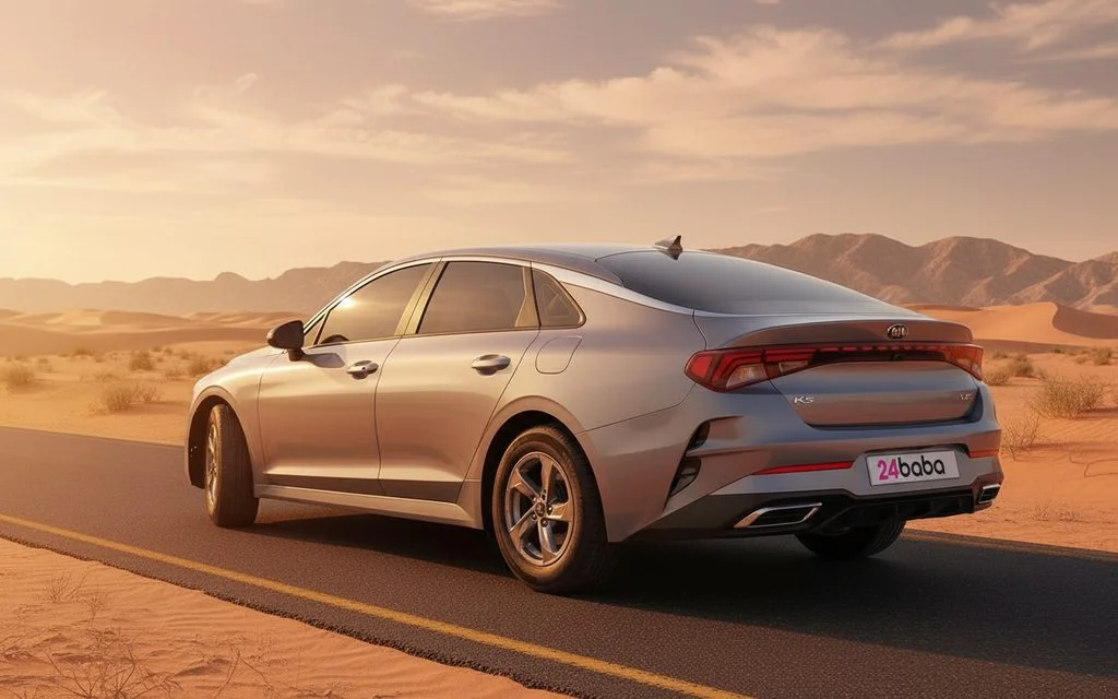 Kia K5 2021 Grey rear view showing taillights