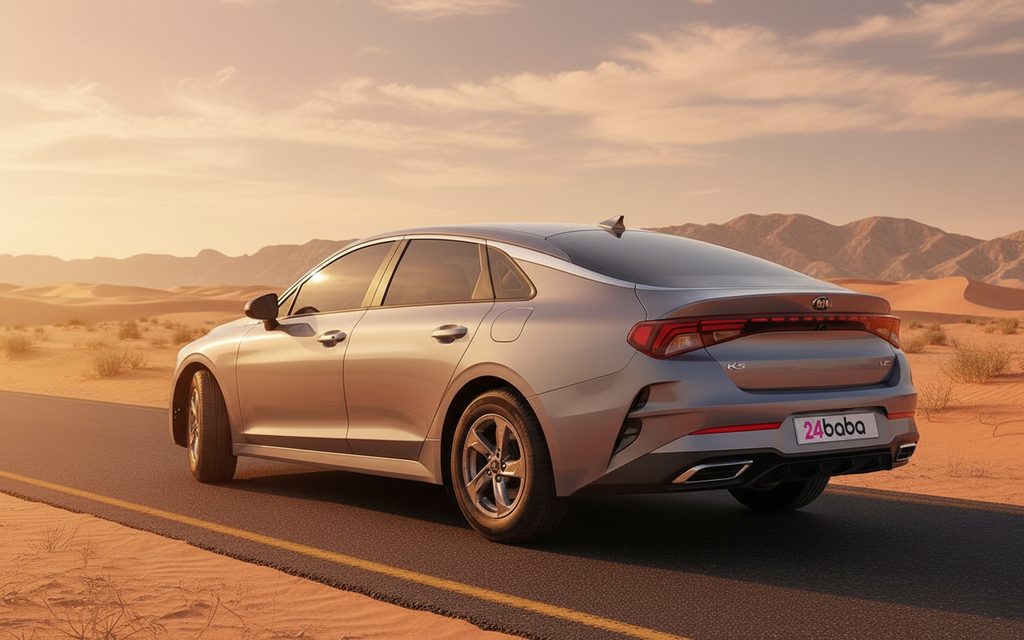 Kia K5 2021 Grey rear view showing taillights