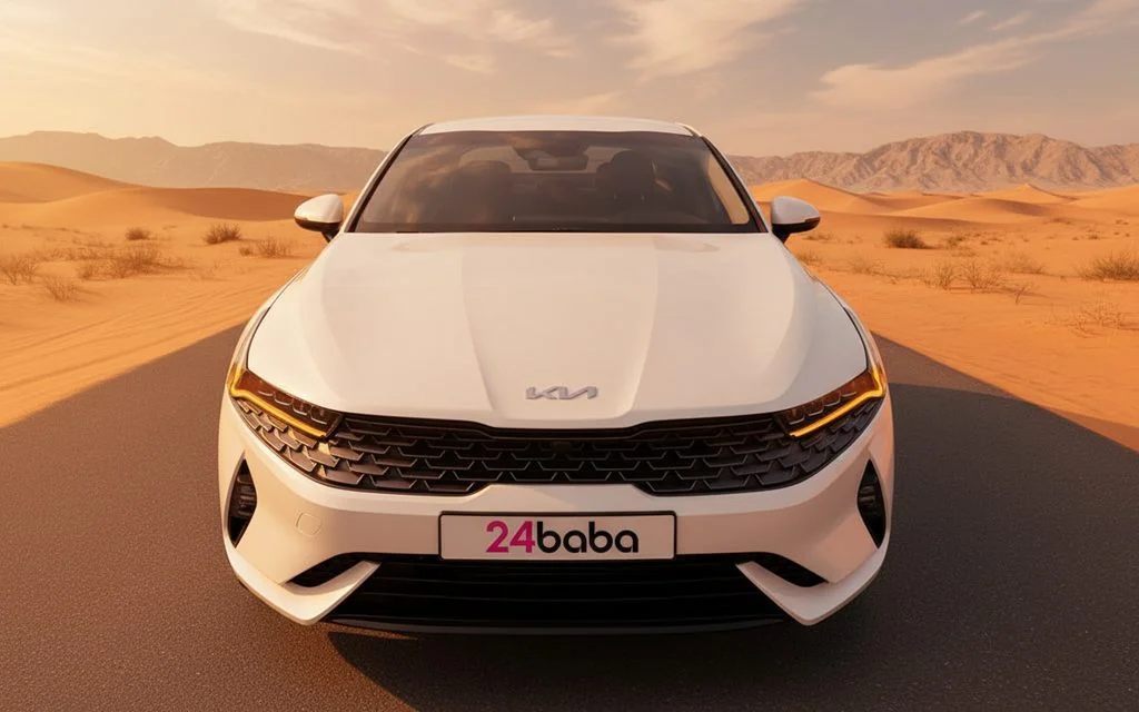 Kia K5 2021 White front view with headlights