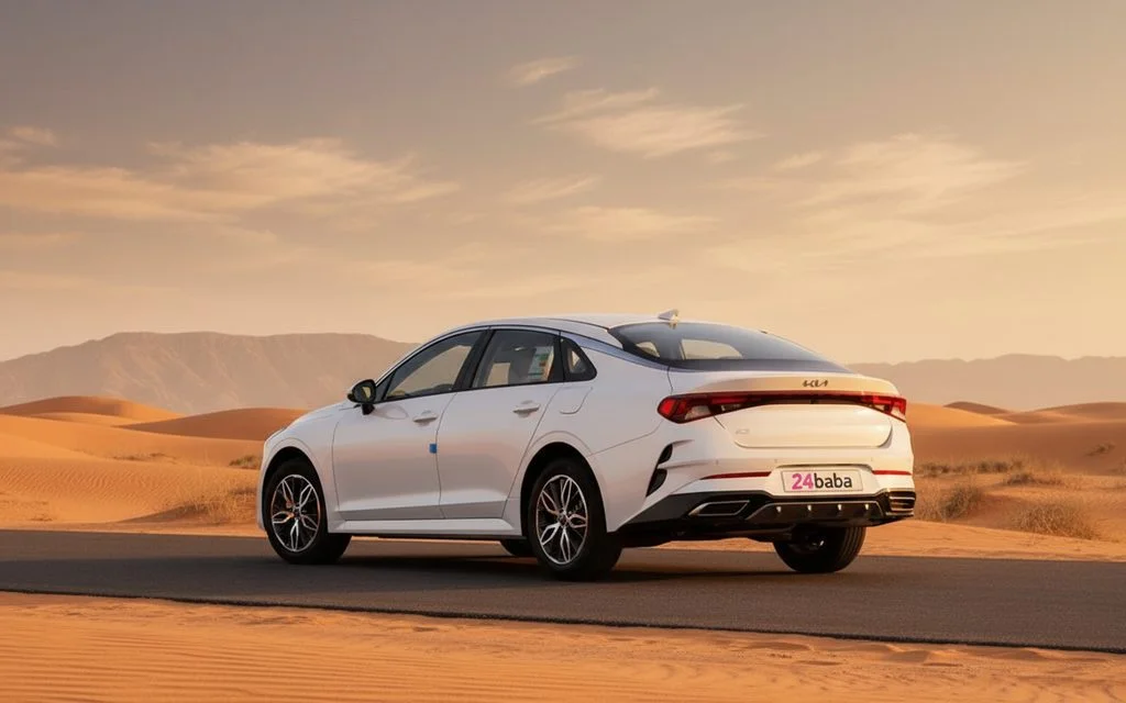 Kia K5 2023 White rear view showing taillights