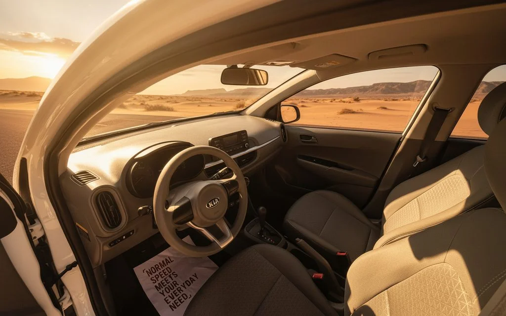 Kia Morning 2021 interior view showing trim – rental in Dubai
