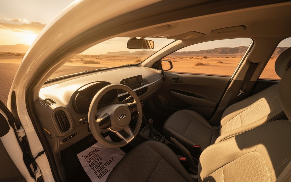 Kia Morning 2021 interior view showing trim – rental in Dubai
