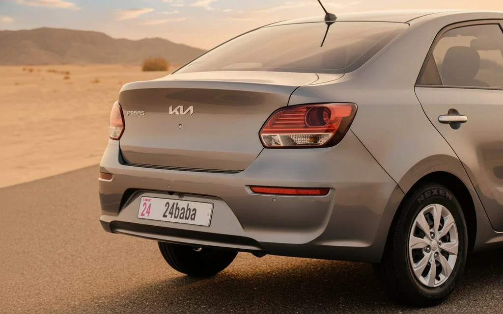 Kia Pegas 2023 Grey rear view showing taillights