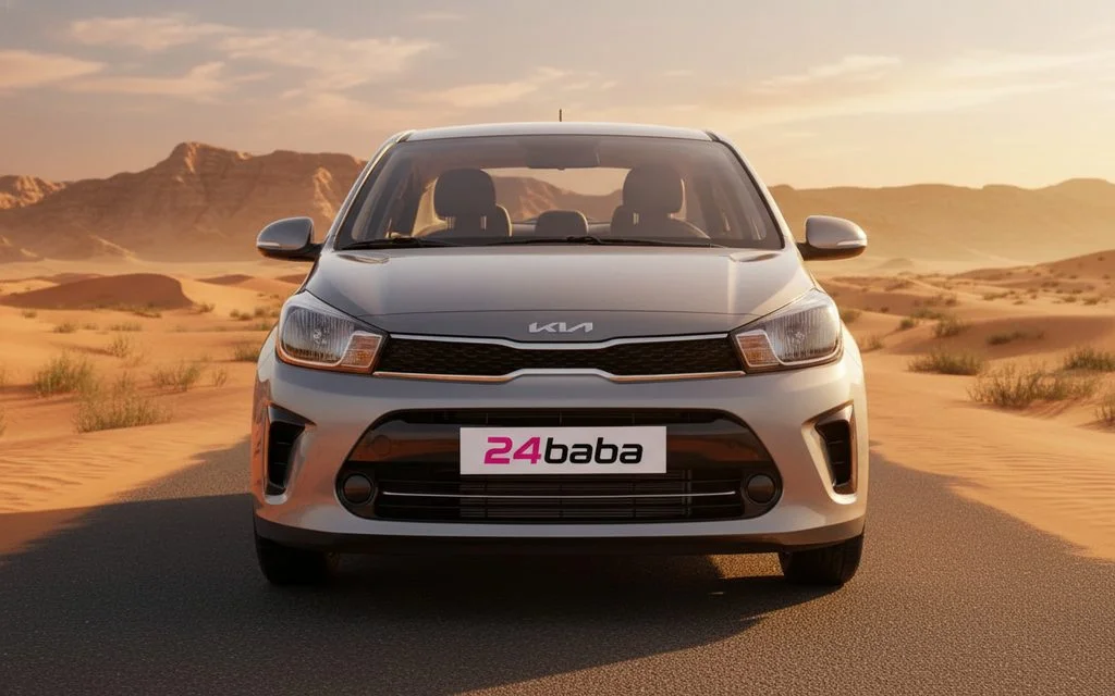 Kia Pegas 2024 Grey front view with headlights