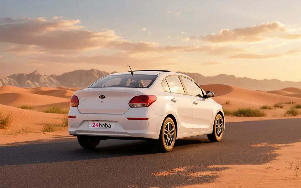 Kia Pegas 2020 White rear view showing taillights