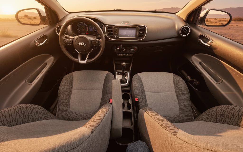 Kia Pegas 2020 interior view showing trim