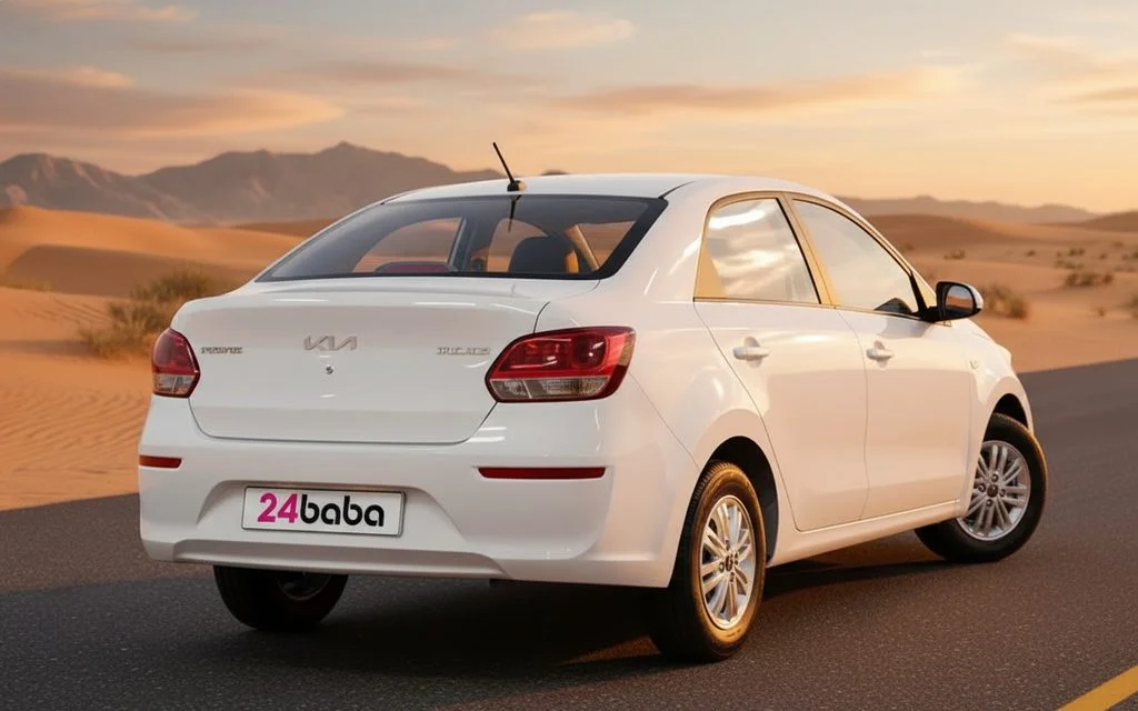 Kia Pegas 2023 White rear view showing taillights