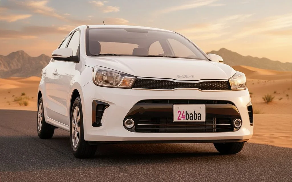 Kia Pegas 2024 White front view with headlights