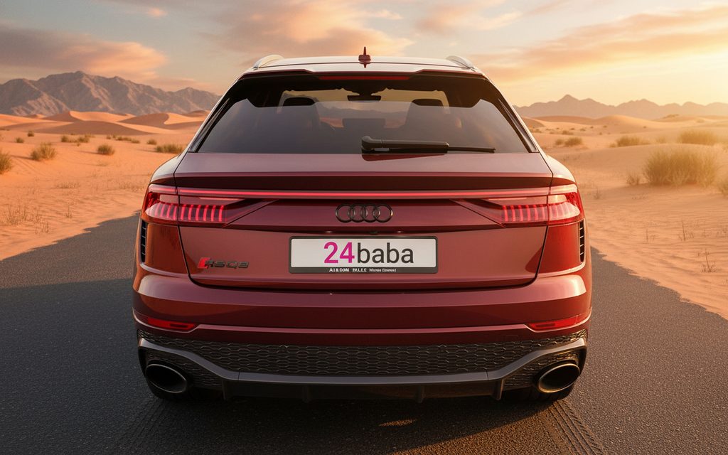 Audi RsQ8 2021 Black rear view showing taillights