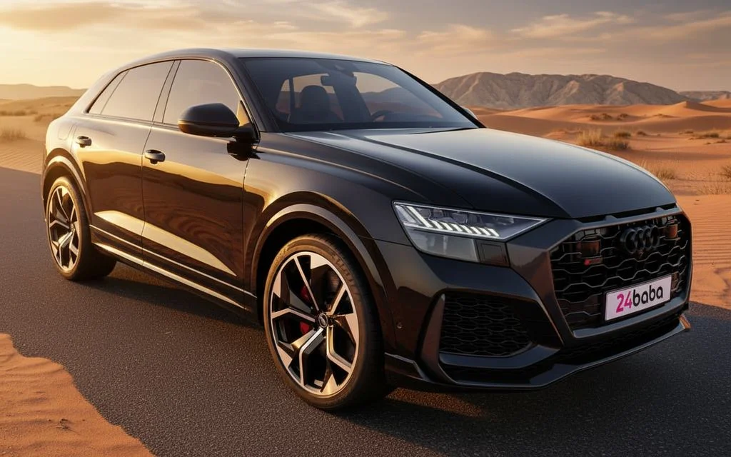 Audi RsQ8 2021 Black front view with headlights