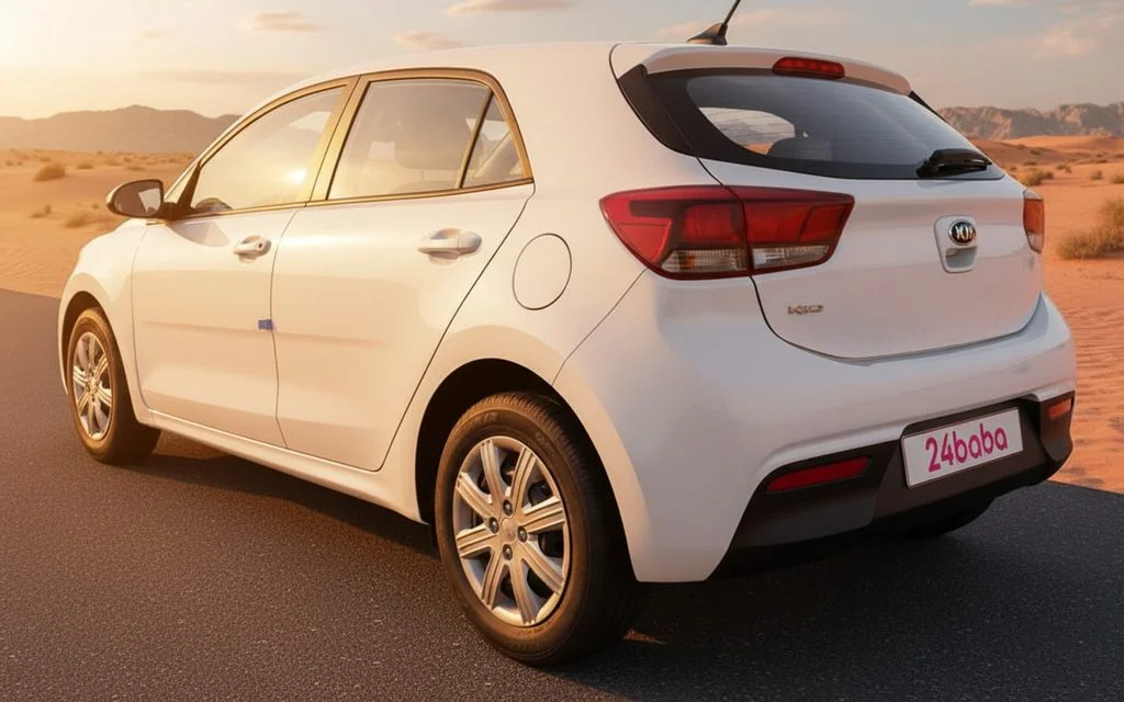 Kia Rio 2021 White rear view showing taillights