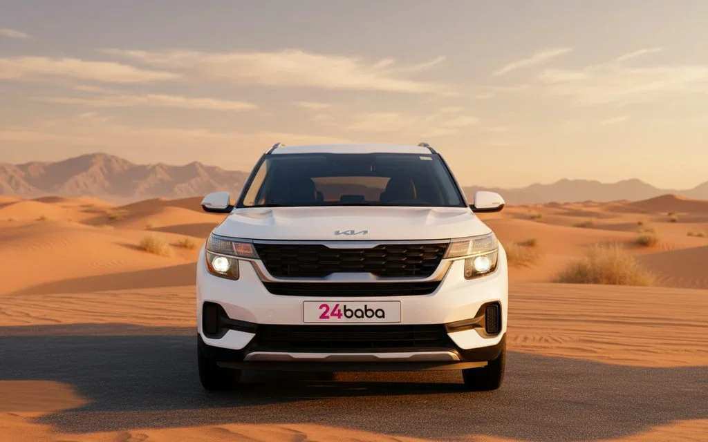 Kia Seltos 2023 White front view with headlights