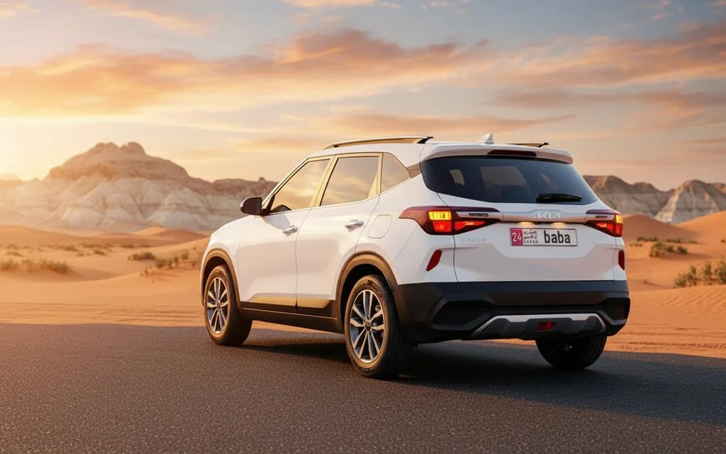 Kia Seltos 2023 White rear view showing taillights