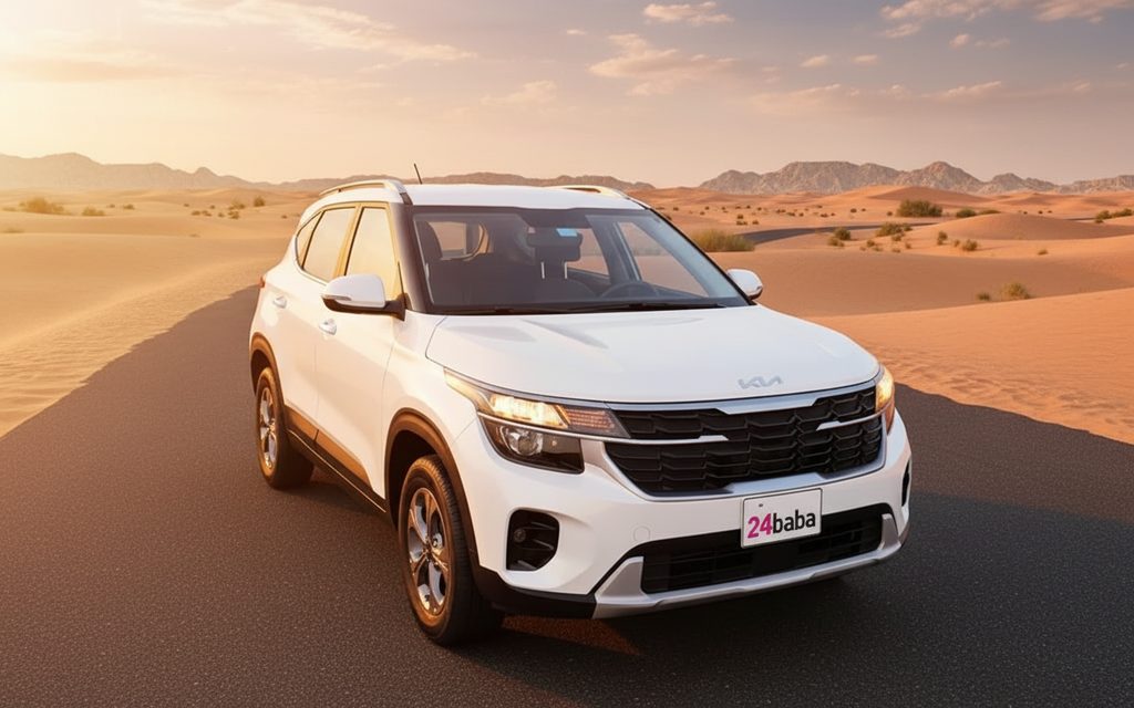 Kia Seltos 2025 White front view with headlights