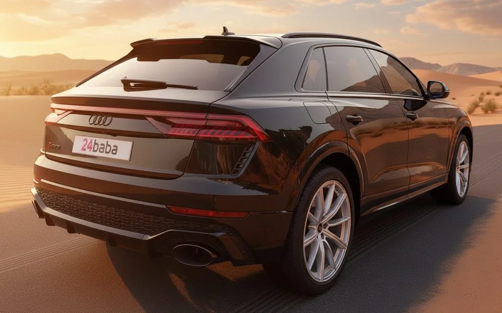 Audi RsQ8 2023 Black rear view showing taillights