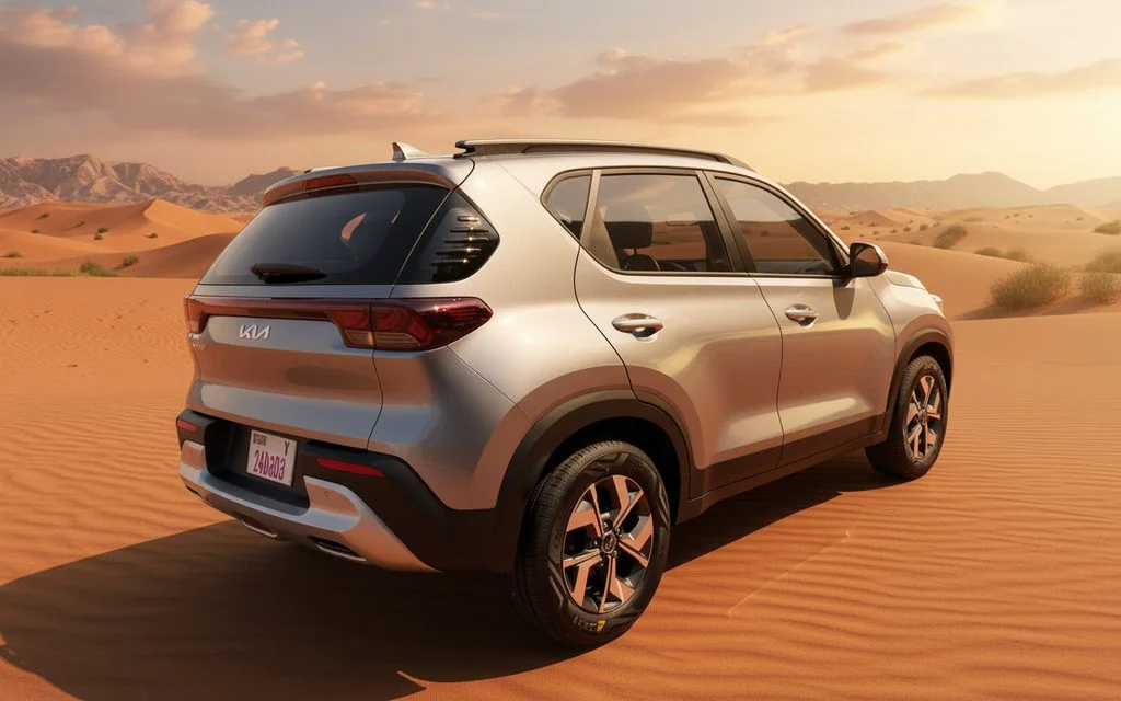 Kia Sonet 2023 Silver rear view showing taillights