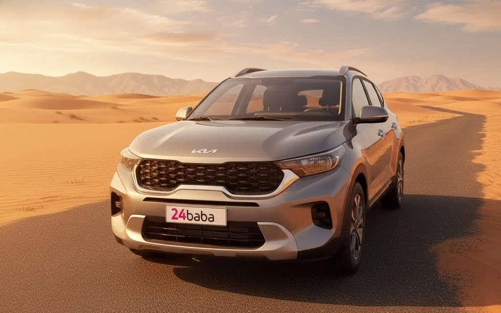 Kia Sonet 2023 Silver front view with headlights