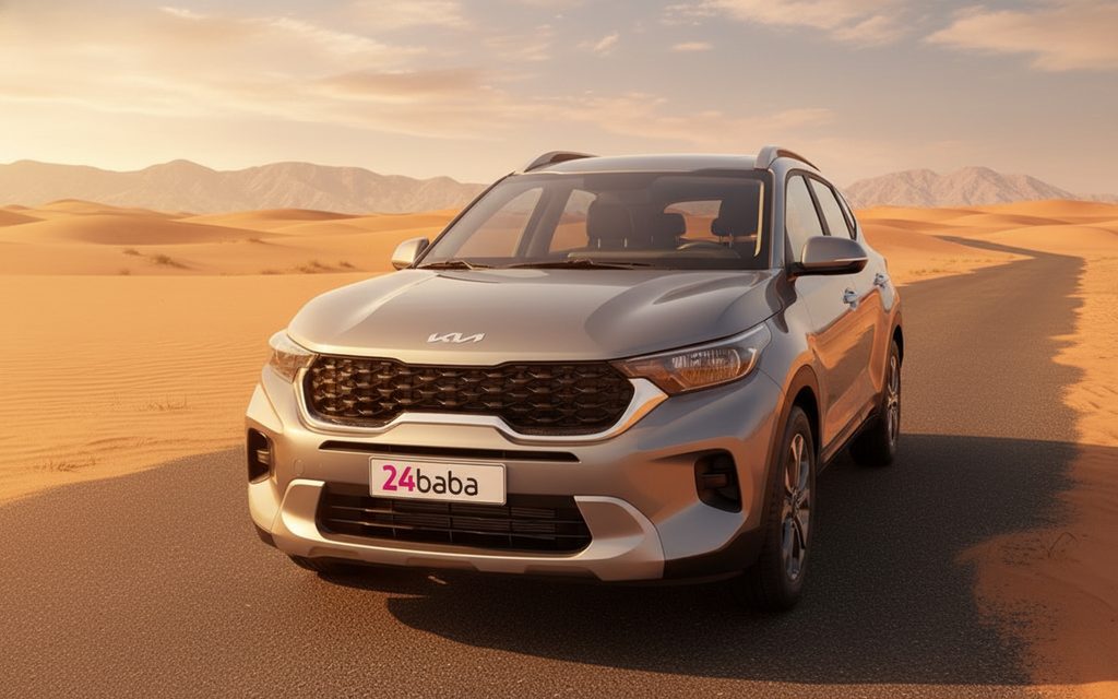 Kia Sonet 2023 Silver front view with headlights