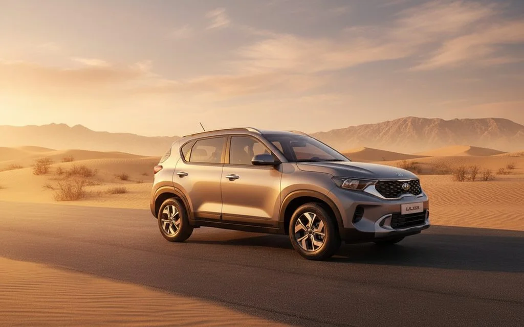 Kia Sonet 2023 Silver front view with headlights