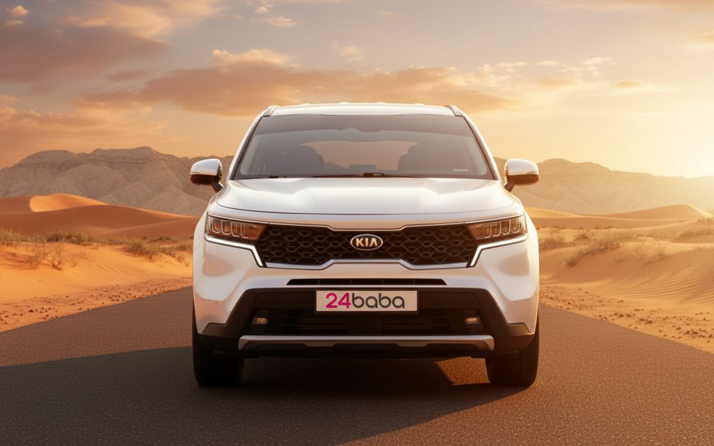 Kia Sorento 2021 Silver front view with headlights