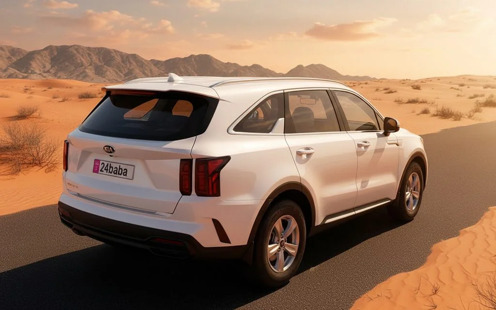 Kia Sorento 2023 White rear view showing taillights