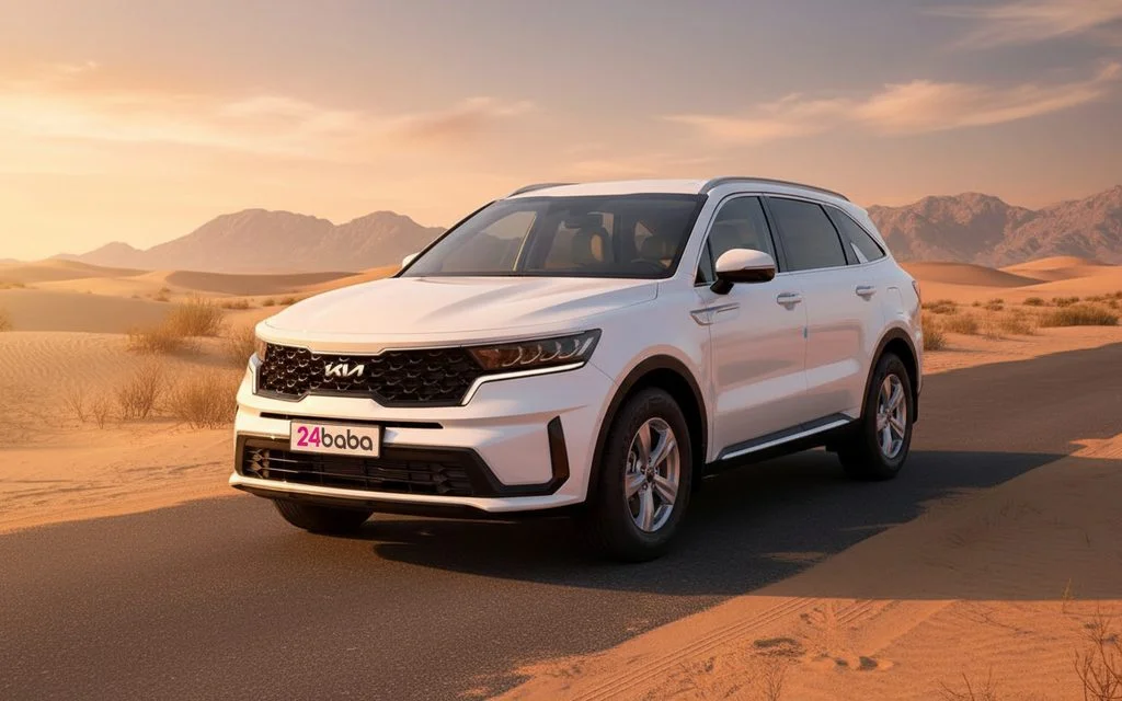 Kia Sorento 2023 White front view with headlights