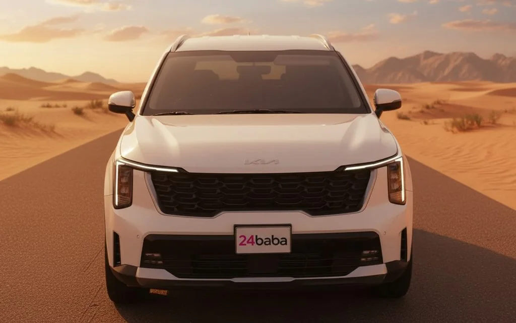 Kia Sorento 2024 White front view with headlights