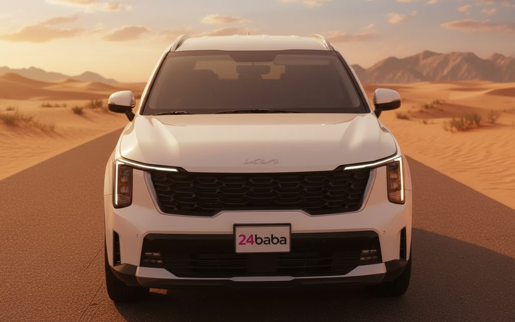 Kia Sorento 2024 White front view with headlights