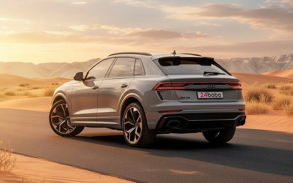 Audi RsQ8 2021 Grey rear view showing taillights