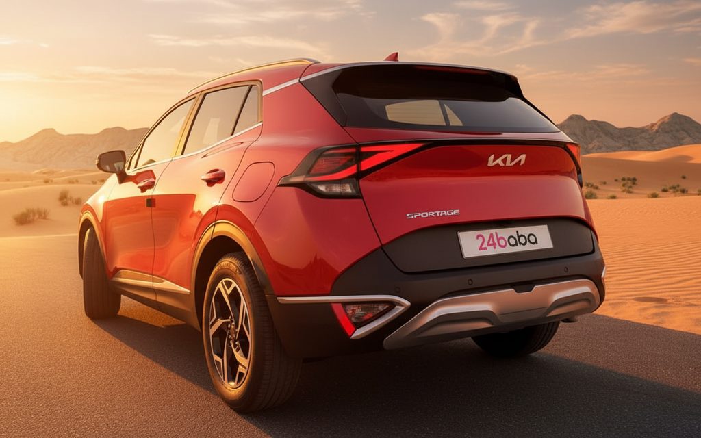 Kia Sportage 2024 Red rear view showing taillights – rental in Dubai