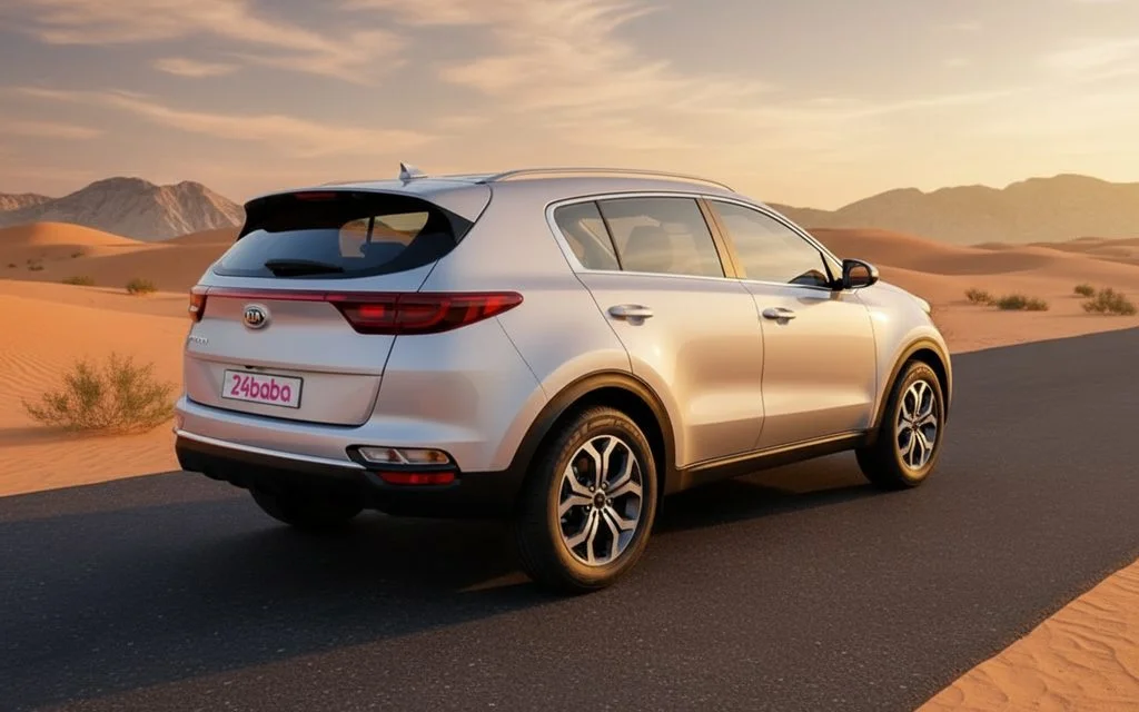 Kia Sportage 2021 Silver rear view showing taillights
