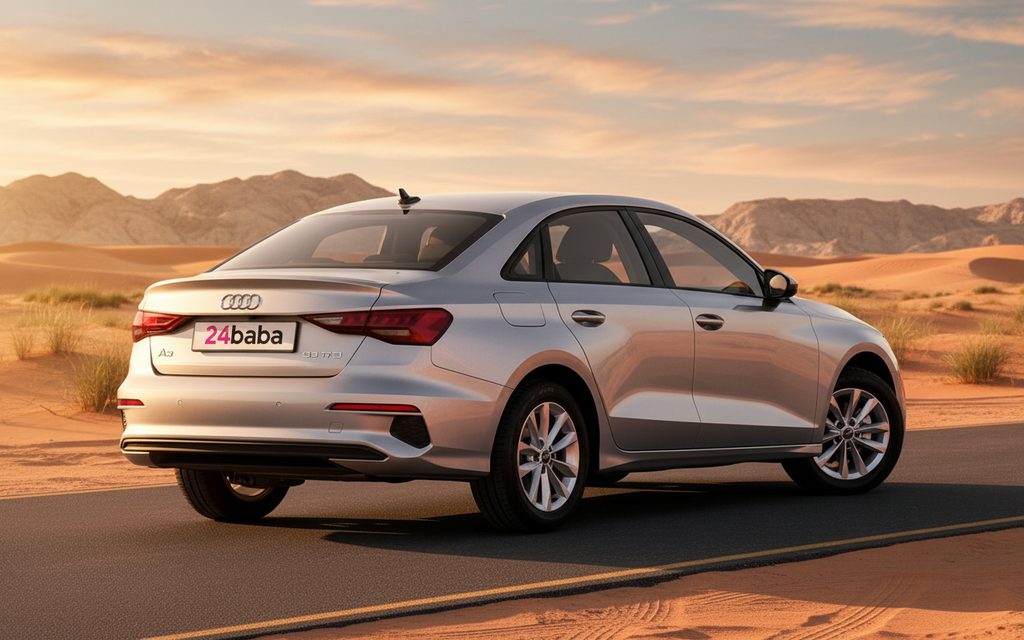 Audi A3 2024 Silver rear view showing taillights
