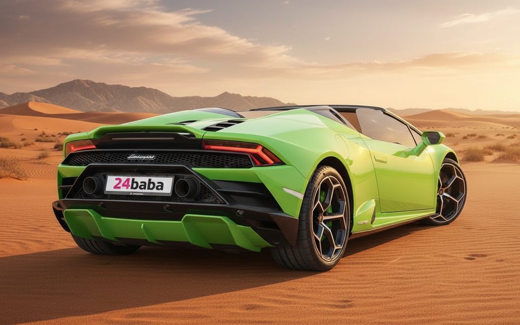 Lamborghini Huracan 2023 Green rear view showing taillights