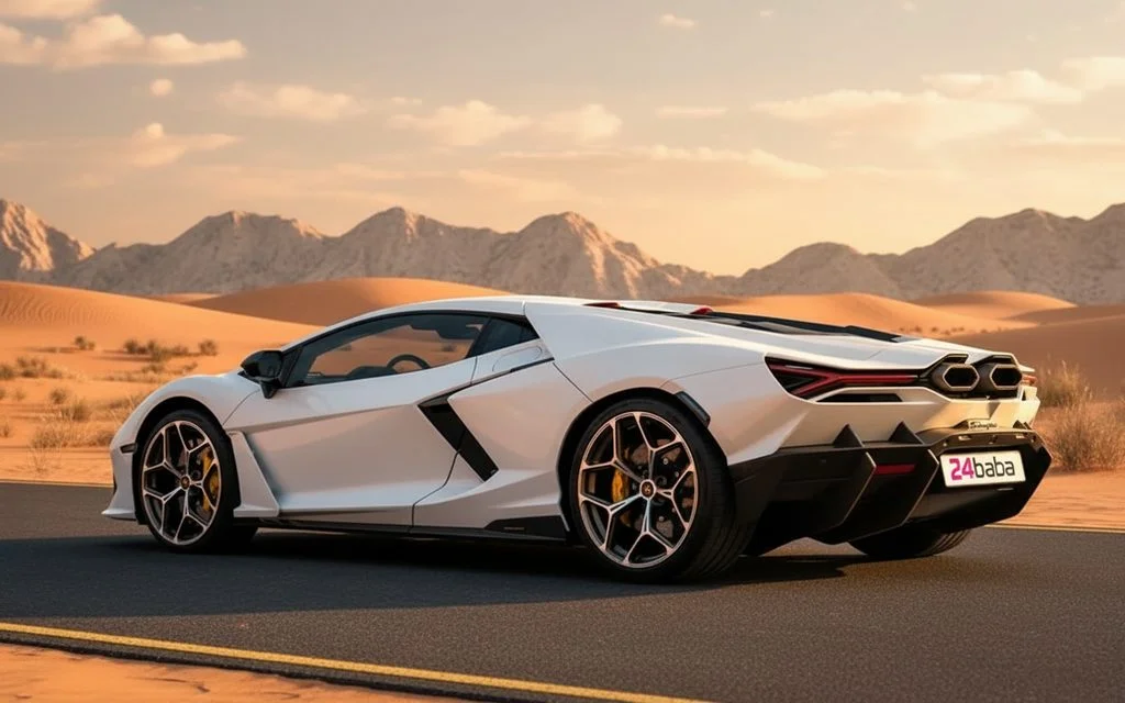Lamborghini Revuelto 2024 White rear view showing taillights
