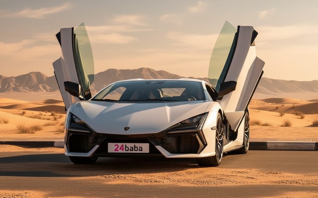 Lamborghini Revuelto 2024 White front view with headlights