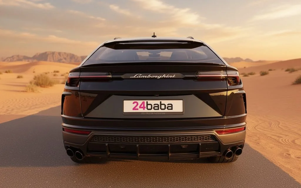 Lamborghini Urus 2022 Black rear view showing taillights