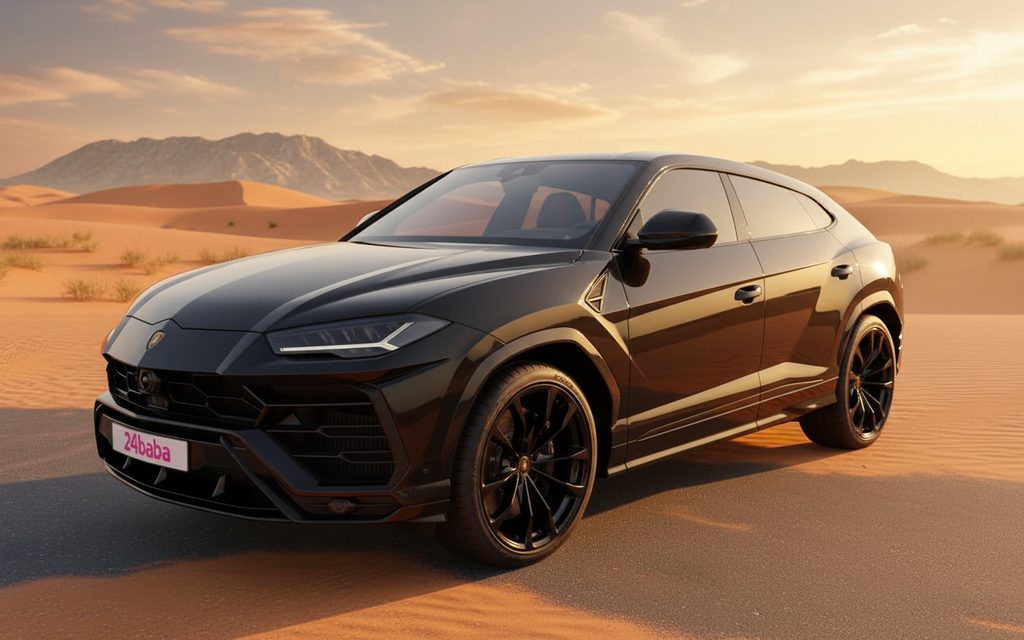 Lamborghini Urus 2022 Black front view with headlights