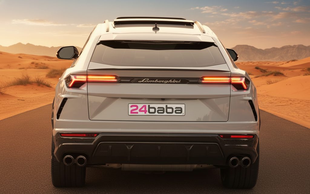 Lamborghini Urus 2020 Grey rear view showing taillights